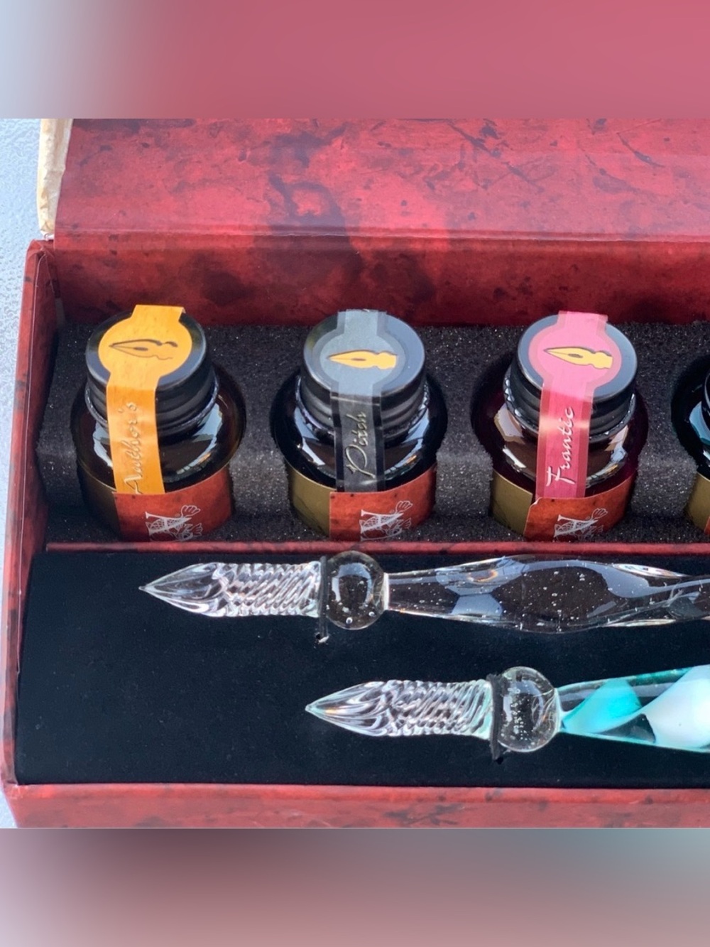 Authentic Models Palette for Pens: 2 Glass Stylus Pens and 6 Assorted Ink Set - Picture 3 of 10